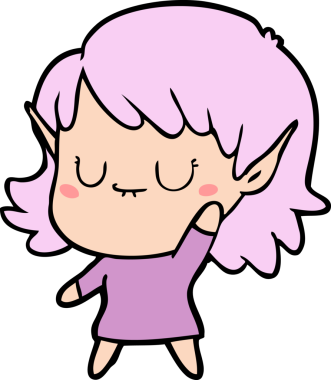 Bir insan tarafından çizilmiş mutlu elf kızı.