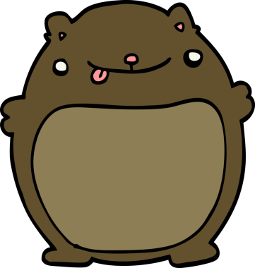 Bir insan tarafından çizilmiş çizgi film ayısı.