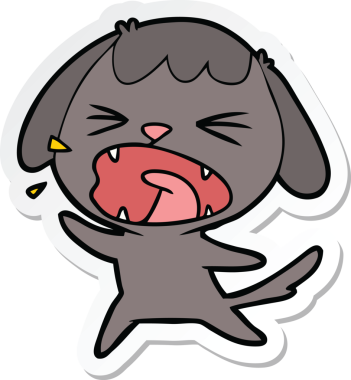 Bir insan tarafından çizilmiş şirin bir köpeğin çıkartması.