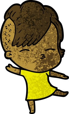 Bir insan tarafından çizilmiş şaşı çizgi film kızı.