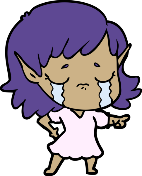 Bir insan tarafından çizilmiş ağlayan elf kızı.