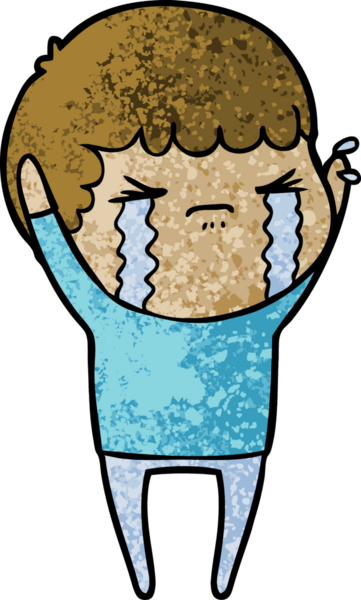 Bir insan tarafından çizilmiş ağlayan çizgi film adamı.