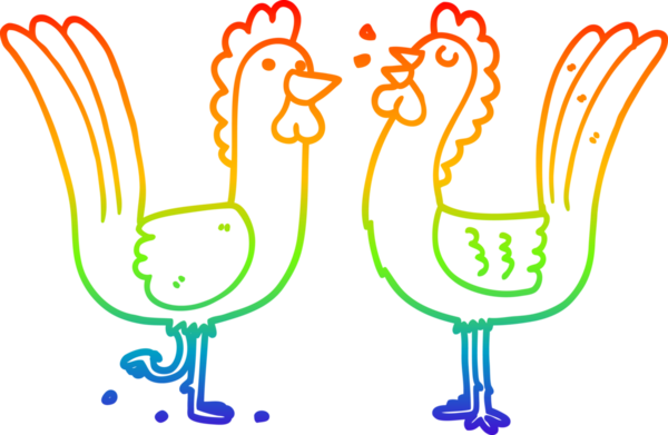 Gökkuşağı gradyan çizgi çizimi Bir insan tarafından çizilmiş tavuk çizgi