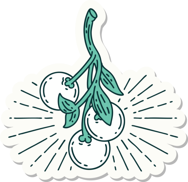 Bir insan tarafından çizilmiş bir dövme stili ökseotu çileği.