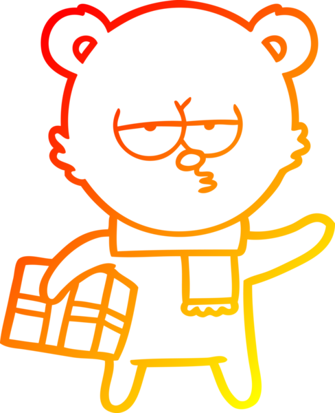 Bir insan tarafından çizilmiş kutup ayısı karikatürünün sıcak gradyan çizimi