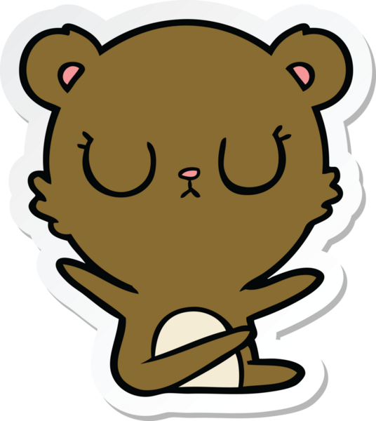 Bir insan tarafından çizilmiş barışçıl bir çizgi film ayısının çıkartması.