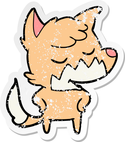 Bir insan tarafından çizilmiş dost canlısı bir tilkinin sıkıntılı çıkartması.