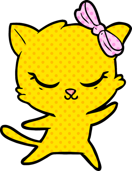 Bir insan tarafından çizilmiş sevimli çizgi film kedisi.