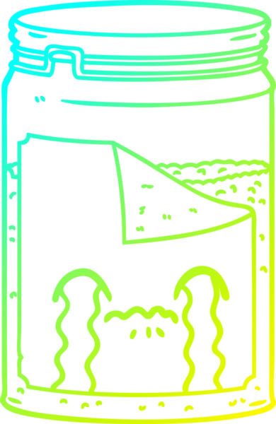 Bir insan tarafından çizilmiş karikatür cam kavanozunun soğuk gradyan çizimi.