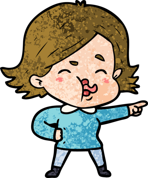 Bir insan tarafından çizilen karikatür kızı.