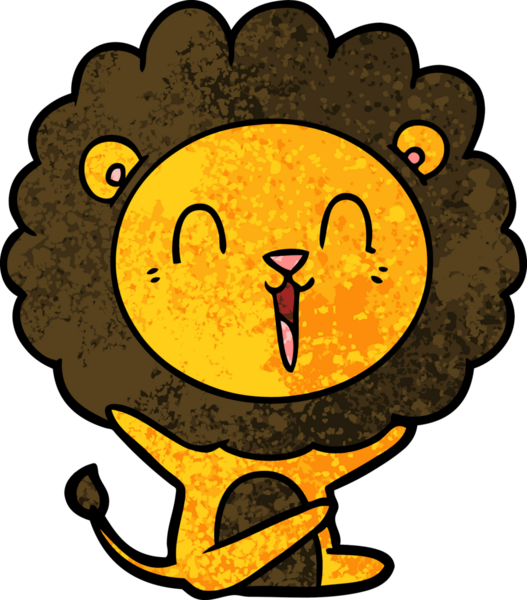 Bir insan tarafından çizilmiş gülen aslan çizgi filmi.