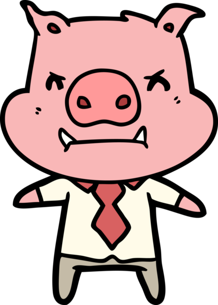 Bir insan tarafından çizilmiş kızgın çizgi film domuz patronu.