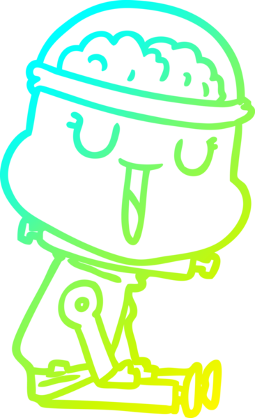 Bir insan tarafından çizilmiş mutlu çizgi film robotu çizimi.