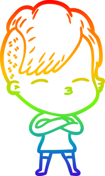 gökkuşağı gradyan çizimi bir çizgi film kızı bir insan tarafından çizilmiş.