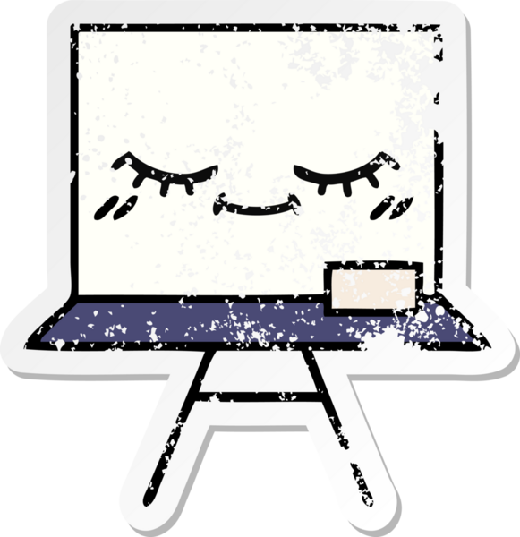 Bir insan tarafından çizilmiş beyaz bir karikatür çıkartması.