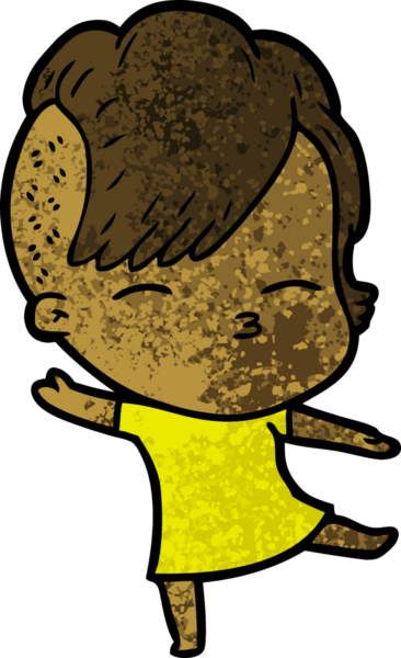 Bir insan tarafından çizilmiş şaşı çizgi film kızı.