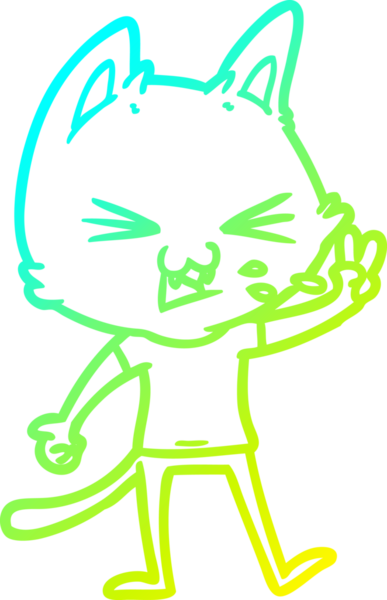 Bir insan tarafından çizilen çizgi film kedisinin soğuk gradyan çizimi