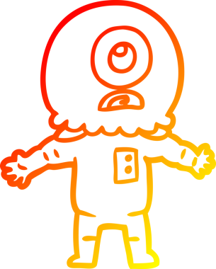 Bir insan tarafından çizilmiş sıcak çizgi çizgi çizimi Kiklops uzaylı uzay adamı