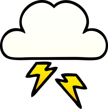 Bir insan tarafından çizilmiş gök gürültüsü bulutunun gölgelenmiş karikatürü