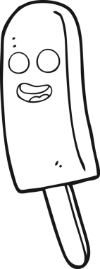 Bir insan tarafından çizilmiş siyah beyaz karikatür buz lolipopu