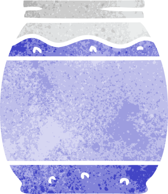 Bir insan tarafından çizilmiş çilek reçelinin retro karikatürü.