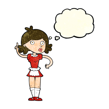 Bir insan tarafından çizilmiş düşünce balonlu bir kız.