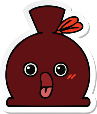 Bir insan tarafından çizilmiş şirin bir karikatür çuvalı.