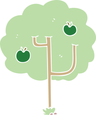 Bir insan tarafından çizilmiş tuhaf bir çizgi film ağacı.