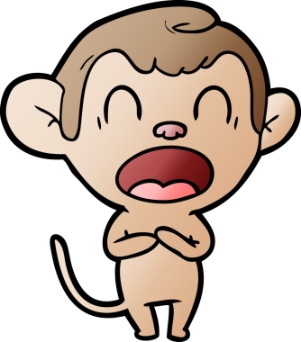 Bir insan tarafından çizilmiş esneyen çizgi maymun.