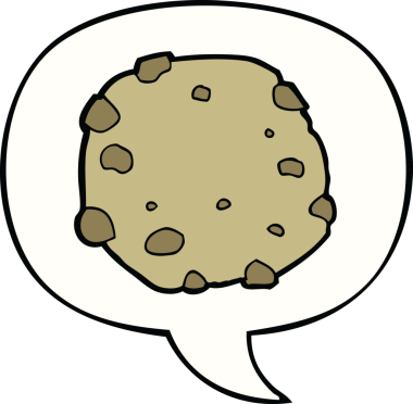 Bir insan tarafından çizilmiş konuşma balonlu çizgi film kurabiyesi.