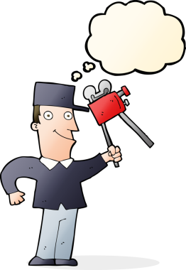 Bir insan tarafından çizilmiş düşünce balonlu çizgi film yapımcısı.