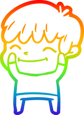 gökkuşağı gradyan çizgi çizimi bir insan tarafından çizilmiş mutlu bir çocuk