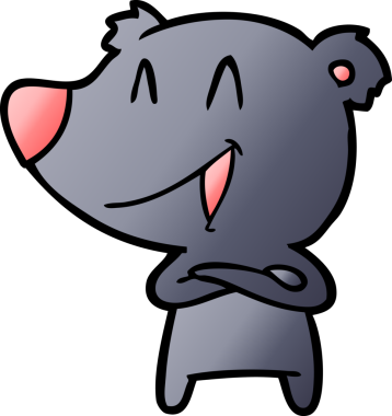 Bir insan tarafından çizilmiş çapraz kollu gülen ayı.