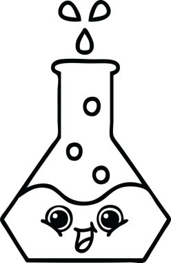 Bir insan tarafından çizilmiş bir bilim şişesinin çizgi çizimi.