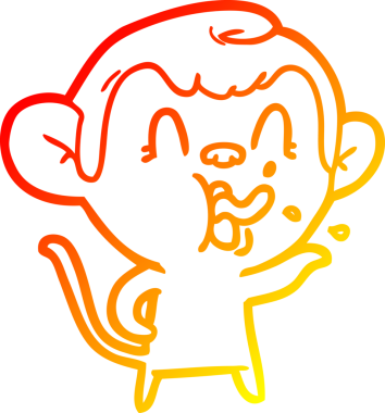 İnsan tarafından çizilmiş çılgın bir çizgi maymunun sıcak çizgi çizimi