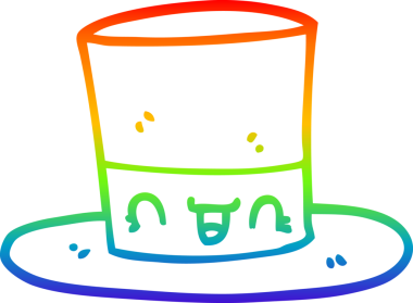 gökkuşağı gradyan çizgi çizimi bir insan tarafından çizilmiş silindir şapka