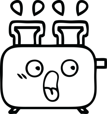 Bir insan tarafından çizilmiş bir tost makinesinin çizgi çizimi