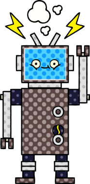 bir insan tarafından çizilmiş bir robotun çizgi roman tarzı