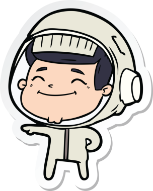 Bir insan tarafından çizilmiş mutlu bir astronotun çıkartması.