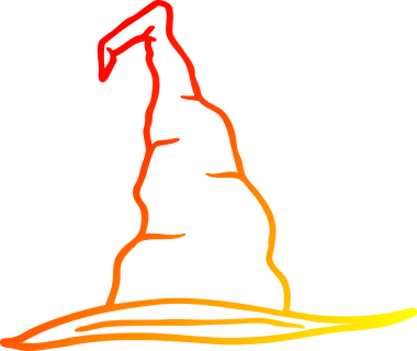 Bir insan tarafından çizilmiş bir cadı şapkasının sıcak çizgi çizimi.