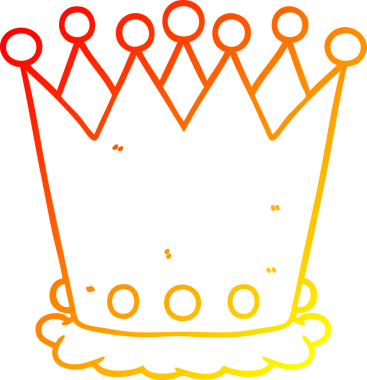 Bir insan tarafından çizilmiş bir karikatür tacının sıcak gradyan çizimi