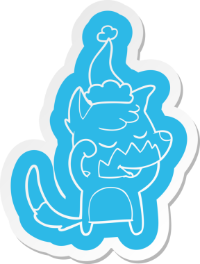 Bir tilkinin, bir insan tarafından çizilmiş Noel Baba şapkasıyla uyanmasının dostça bir çizgi film çıkartması.