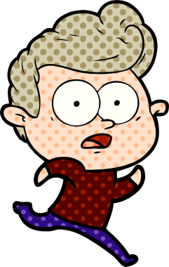 Bir insan tarafından çizilmiş çizgi film bakışlı adam.