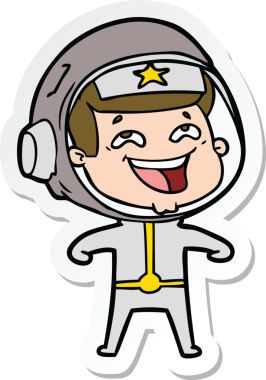 Bir insan tarafından çizilmiş, gülen astronotun çıkartması.