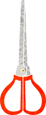 Bir insan tarafından çizilmiş retro illüstrasyon tarzı tuhaf karikatür makasları