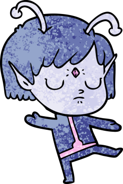 Bir insan tarafından çizilmiş uzaylı kız.