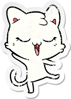 Bir insan tarafından çizilmiş karikatür bir kedinin sıkıntılı çıkartması.