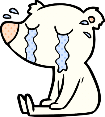 Bir insan tarafından çizilmiş ağlayan kutup ayısı çizgi filmi.