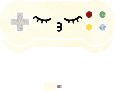 Bir insan tarafından çizilmiş bir oyun denetleyicisinin retro illüstrasyon tarzı karikatürü