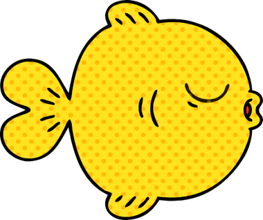 Bir insan tarafından çizilmiş tuhaf çizgi film balığı.